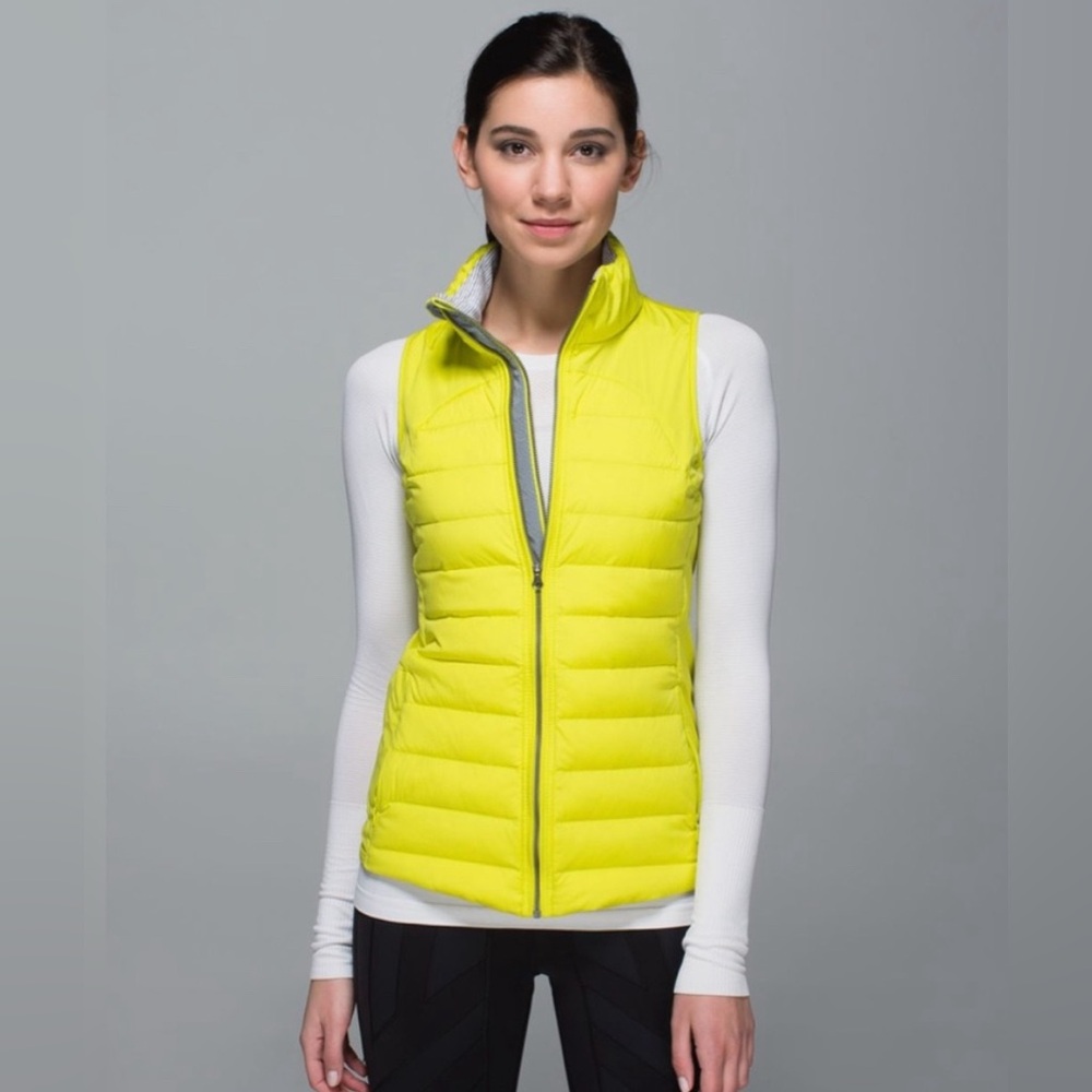 EUC Lululemon Bright Yellow Split Pea Fluffed Up Reflective Vest- Size 8